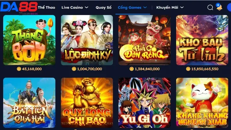 Game nổ hũ DA88 với các giải thưởng khủng